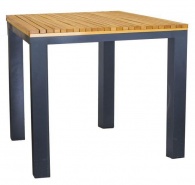 Stół z drewnianym blatem na aluminiowym stelażu
