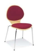 Krzesło metalowe ze sklejki z tapicerowanym siedziskiem i oparciem