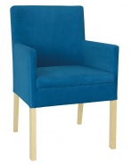 Tapicerowany fotel z drewna bukowego w kolorze niebieskim