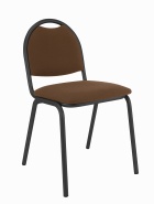 Krzesło o brązowej tapicerce i stalowej ramie w kolorze czarnym