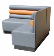 Sofa narożna do gastronomi wsparta na podstawie z melaminy