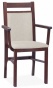 Krzesło drewniane z podłokietnikami z tkaniną na siedzisku i oparciu