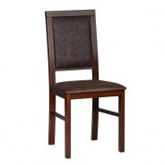 Krzesło z drewna z ciemnym tapicerowanym siedziskiem i gładkim oparciem do kawiarni