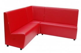 Czerwona tapicerowana sofa narożna do klubowego wnętrza