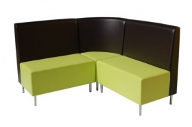 Sofa narożna dwukolorowa z gładkim zielonym siedziskiem