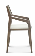 Fotel drewniany z tapicerowanym siedziskiem do biur