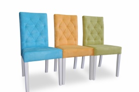 Kolorowe krzesła do gastronomii z przeszyciami na oparciu