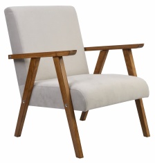 Fotel tapicerowany LESZEK z drewnianymi podłokietnikami - ADS