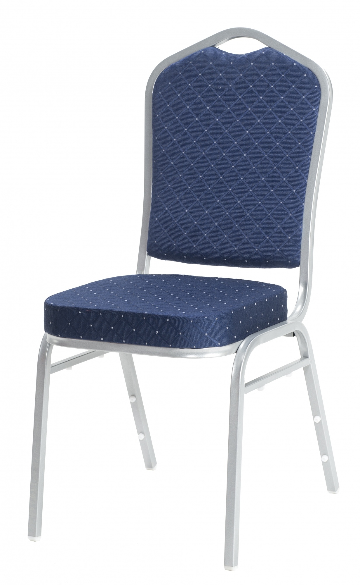 Krzesło bankietowe do użytku publicznego o granatowej tapicerce