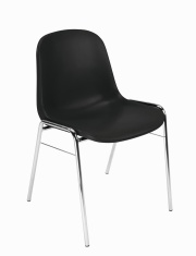 Krzesło o metalowej podstawie oraz siedzisku i oparciu z tworzywa 